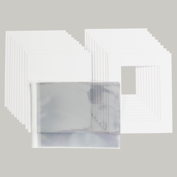 16 x 12" Mounts, Backs and clear bags for A4 or 12 x 8" prints